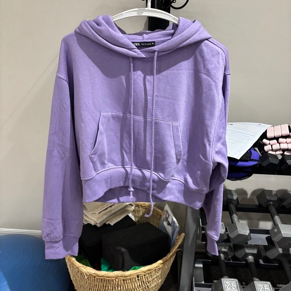 Purple Cropped Hoodie - Picture 1 of 3